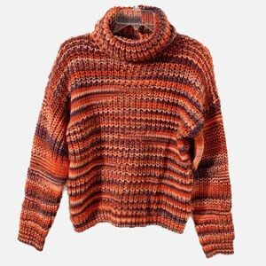 Elsamanda Wool Blend Turtle Neck Sweater Varying Knit Types Multi Colors Ombre